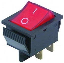 PRZEŁĄCZNIK KLAWISZOWY CHWILOWY 15A/250V (ON)-OFF 4PIN CZERWONY PRZEL147