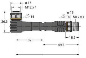 Turck 6631993 Złącze konfekcjonowane czujnika/aktuatora WKC4.5T-P7X3.1-1.5-RSC4.5T/TXO3700, piny: 5, 1.50 m, 1 szt.