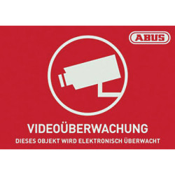 ABUS AU1421 Warning Label CCTV German 74x52.5mm Video Surveillance Notice