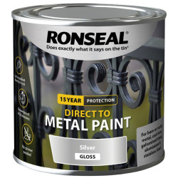 Ronseal 39403 Direct to Metal Paint Silver Gloss 250ml