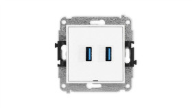Icon Mechanizm Gniazda Podwójnego 2Xusb A-A 3.0, Bez Pola Opisowego Biały Mat...