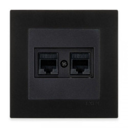 Gniazdo podwójne komputerowe kat.6 Czarny Metalik 254/14E