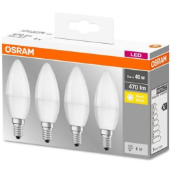 4PAK Żarówka LED E14 B35 5W = 40W 470lm 2700K Ciepła 300 OSRAM Base