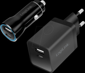 PA0300 USB-Ladegerät, 15 W, je 1x USB-A+ USB-C, schwarz