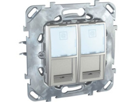 UNICA TOP Gniazdo komputerowe 2x RJ45 kat.5 UTP aluminium MGU50.2020.30Z SCHNEIDER ELECTRIC