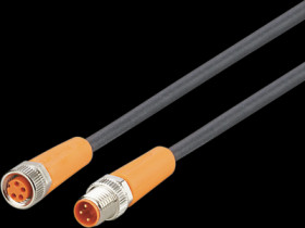 Sensor actuator cable, M8 cable plug, straight, A to M8 cable socket, straight, A, 4 pole/3 pole, 1 m, PUR, black, 3 A, EVC272