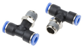 Złączka pneumatyczna Wciskane 6 mm Wciskane 6 mm RS PRO Adapter gwintowany teowy R 1/4 męskie