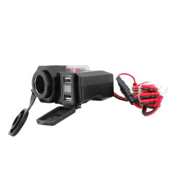 Gniazdo zapalniczki motocyklowe 12V+ 2xUSB 4,2A+wył. hermet.
