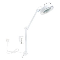Lampa z lupą, 3dioptrii, 125mm, Montaż zaciskowy na stole, Świetlówki, 22W, 220V ac, Typ C – wtyk europejski, typ G –