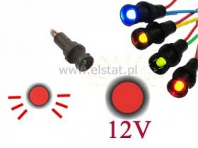 Kontrolka LED 5mm 12V/DC + przew. czerw.MIG