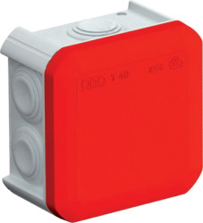 Cable junction box, 77 x 77 x 46 mm, no. of entries: 7, 4.0 mm², gray/red, IP55, 2007630