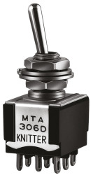 Przełącznik Wł.-wył.-(wł.) średnica wycięcia 6.2mm 3PDT KNITTER-SWITCH Montaż panelowy długość przełącznika 10.5mm