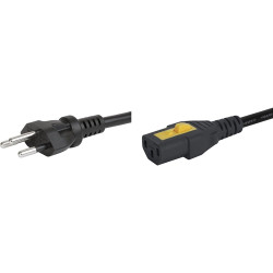 Power cord, Switzerland, plug type J, straight on C13 socket, straight, H05VV-F3G1.0 mm², black, 2.5 m, 6051.2015