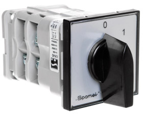 Łącznik krzywkowy 40A, Łącznik obwodów 0-1-2-3, mocowany do pulpitu czoło szare pokrętło czarne ŁK40-2.8445P03