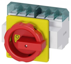 Rozłącznik główny/awaryjny 6P 63A 22kW AC23A 400V montaż tablicowy pokrętło żółto-czerwone 4 otwory 3LD2504-3VK53