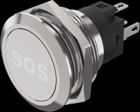 Vandal-proof pushbutton, silver, illuminated  (white), mounting Ø 22 mm, IP65/IP67, 82-6151.1A54.B015