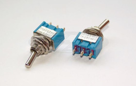 MTS103 przełącznik dźwigniowy pojedynczy, do lutowania przewodów; ON-OFF-ON; SPDT 3P 6A 125VAC; 3A 250VAC