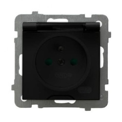 AS Gniazdo bryzgoszczelne z uziemieniem IP-44 z przesłonami torów prądowych wieczko dymne czarny metalik GPH-1GZP/m/33/d