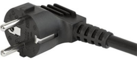 Device connection cable, Europe, plug type E + F, angled on C19 socket, straight, H05VV-F3G1.5 mm², black, 3 m, 6051.2103