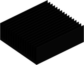 Extruded heatsink, (L x W x H) 150 x 138 x 50 mm, 1.35 to 0.6 K/W, black anodized, 10020444