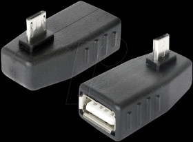 65474 USB micro plug &gt; USB A port, OTG, 90° angled