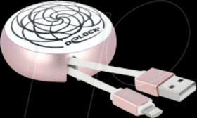 85817 USB 2.0 Retractable Cable Type-A to Lightning™ 8 pin white / pal