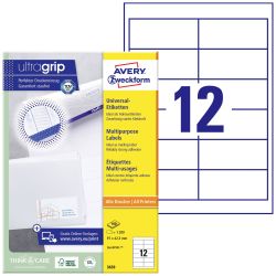 Avery-Zweckform 3659 Etykieta uniwersalna 97 x 42.3 mm Papier biały 1200 szt. Trwały Drukarka atramentowa, Drukarka Lase