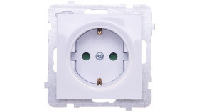 As Gniazdo Pojedyncze Z/U Schuko Z Przesłonami Białe Gp-1Gsp/M/00