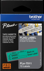 FLE-7511 Single flag labels, black on green, 21 x 45 mm