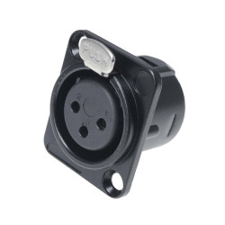 Złącze XLR 3 -pinowe Montaż na panelu XLR Żeński Czarny