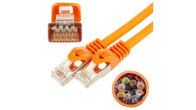 Patchcord S/Ftp Kat.7 Pimf Kabel Sieciowy Lan 2X Rj45 Linka Poe Pomarańczowy...