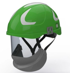 HUBIX SECRA H058S F113.OSE2 Zielony hełm elektroizolacyjny, osłona twarzy klasy 2 Box‑test, do 20 kV AC / 1,5 kV DC