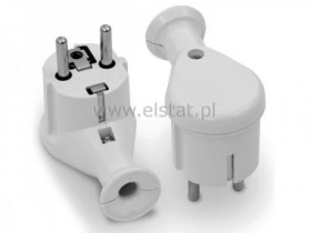 Wtyczka kątowa + uziem. WT-16U biała; Schuko