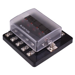 10 Way Standard Blade Fuse Box with LED Indication M4 Screws 100A R3-76-07-3L110