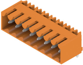 Pin header, 8 pole, pitch 3.5 mm, angled, orange, 1605130000