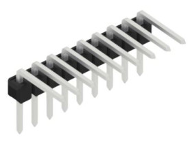 Pin header, 9 pole, pitch 2.54 mm, angled, black, 10056137