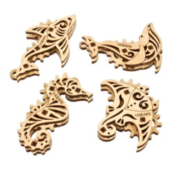 U-Fidgety Ocean Spokojny - 4 ikoniczne morskie stworzenia - modele do składania - fornir - 33 elementy - Ugearsmodels