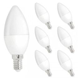 Żarówka LED E14 230V 6W świecowa 520lm DIMMABLE biała zimna komplet 6szt 75.0307