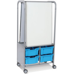 MakerHub Trolley With 2 Magnetic Boards &amp; Cyan Blue Gratnells Trays