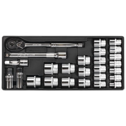 Sealey TBT21 Tool Tray with Socket Set 1/2&quot;sq Drive 26pc