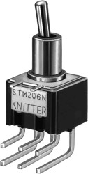 Przełącznik Wł.-wył.-wł. DPDT KNITTER-SWITCH Płytka drukowana długość przełącznika 6.8mm