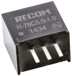 Regulator przełączający, 5W, Uwe 8 → 42V dc, Uwy 5V dc, Iwy 1A, Recom, R-78C-1.0