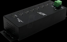 EX-1147HMVS USB 3.0 7x C-port industrial hub, 15 kV EDS, DIN rail