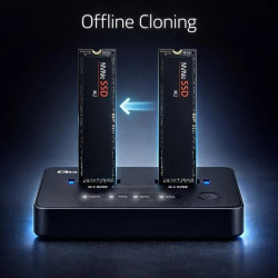 Qoltec Stacja dokująca dysków SSD M.2 NVMe PCIe USB-C 20Gb/s DUAL 2 x 8TB klonowanie offline