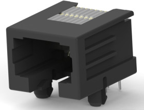 Socket, RJ45, 8 pole, 8P8C, Cat 3, solder connection, PCB mounting, 215877-1