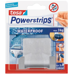 tesa&#xAE; 59710 Stainless Steel Waterproof Self-Adhesive Removable Double Peg Hook