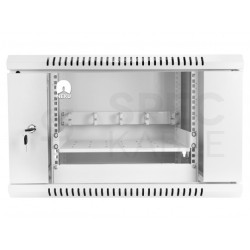 Szafa wisząca RACK 19" 6U 450mm drzwi szklane biała NEKU TS BOX