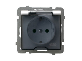 AS Gniazdo pojedyncze z uziemieniem schuko IP44 z przesłonami białe wieczko przezroczyste GPH-1GSP/m/00/d OSPEL