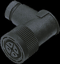 Jack, M18, 4 pole, screw connection, screw locking, angled, 105881