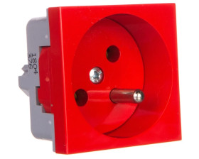 Gniazdo pojedyncze 16A 2P+Z czerwone QP 45X45 BB